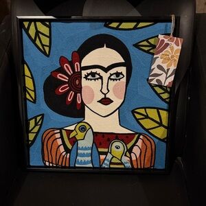 Colorful Fiber Art Portrait with Birds